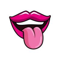 bocca sexy con la lingua fuori icona di stile pop art vettore