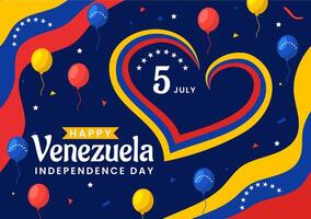 contento Venezuela indipendenza giorno illustrazione su 5 luglio con bandiere, Palloncino e coriandoli nel memoriale vacanza piatto cartone animato sfondo vettore