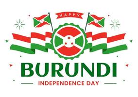 contento burundi indipendenza giorno illustrazione su 1 luglio con agitando bandiera e nastro nel nazionale vacanza piatto cartone animato sfondo vettore