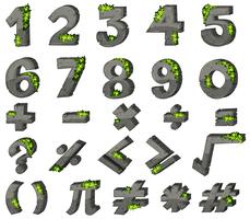 Progettazione di font per numeri e segni vettore