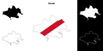 Dorset vuoto schema carta geografica impostato vettore