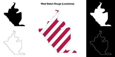 ovest bastone rossetto parrocchia, Louisiana schema carta geografica impostato vettore