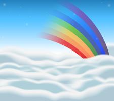 Disegno di sfondo con arcobaleno nel cielo vettore