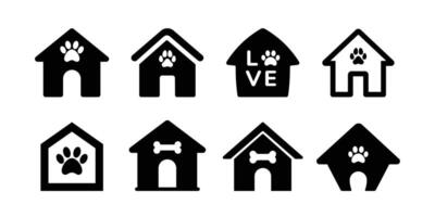 canile icona impostare. cane Casa illustrazione. animale domestico casa icone o animale domestico Casa vettore