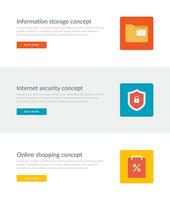 sito web intestazioni o promozione banner modelli e piatto icone design. vettore