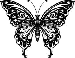 farfalla - nero e bianca isolato icona - illustrazione vettore