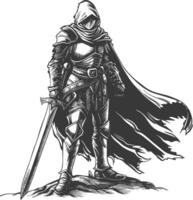elfo guerriero con spada immagini utilizzando vecchio incisione stile vettore