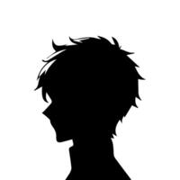 anime testa silhouette, uomo anime stile vettore