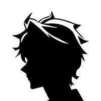 anime testa silhouette, uomo anime stile vettore