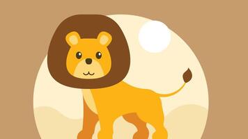 Leone animale cartone animato personaggio per bambini e colorazione libri vettore