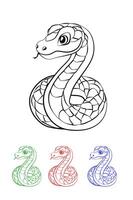 cartone animato linea serpente. bambini colorazione libro. vettore