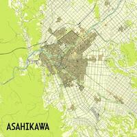 asahikawa Giappone carta geografica manifesto arte vettore