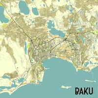 baku, azerbaijan carta geografica manifesto arte vettore
