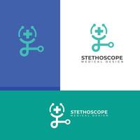 creativo stetoscopio medico logo Salute verifica attrezzo. vettore