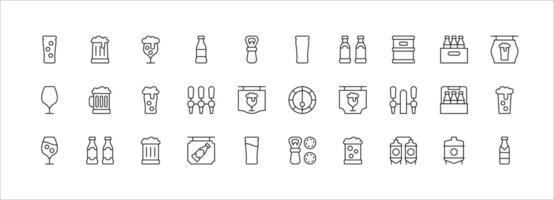 semplice impostato di birra linea icone. contiene come icone come botte. pixel Perfetto. vettore