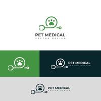 creativo animale domestico medico cura logo design. vettore