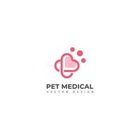 creativo animale domestico medico cura logo design. vettore