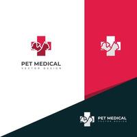 creativo animale domestico medico cura logo design. vettore