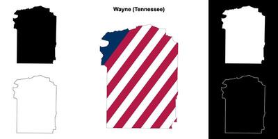 Wayne contea, Tennessee schema carta geografica impostato vettore