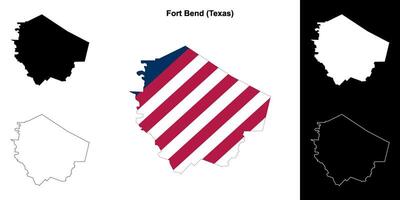 forte piegare contea, Texas schema carta geografica impostato vettore