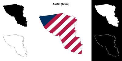 austin contea, Texas schema carta geografica impostato vettore