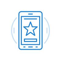 ragnatela App valutazione linea icona. in linea voto per migliore servizio. stella su smartphone schermo. vettore