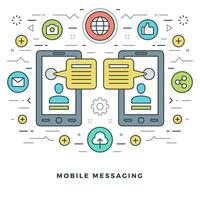 piatto linea mobile messaggistica sociale Rete concetto illustrazione. vettore