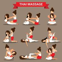 impostato di tailandese massaggio posizioni design per sano vettore