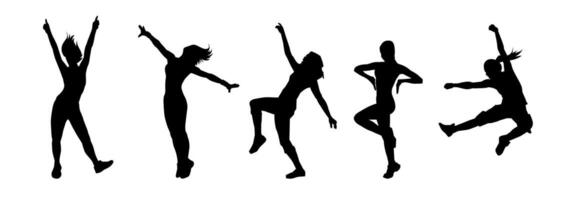 silhouette collezione di sottile femmina ballerini nel azione posa vettore