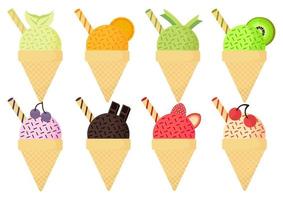 illustrazione di gelato con vari gusti vettore