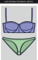 Da donna biancheria intima lavanda e verde impostare. illustrazione di un' donna di estate bikini. vettore