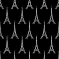 eiffel Torre modello nero e bianca. Francia nazionale punto di riferimento. senza soluzione di continuità sfondo. mano disegnato schema francese simbolo. vettore