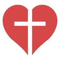 Due metà cuore cattolico attraverso, attraversare simbolo amore Dio fede vettore