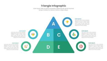 piatto triangolo Infografica con 5 opzioni per attività commerciale presentazione. vettore