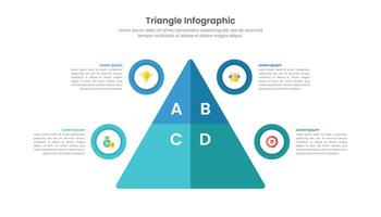 piatto triangolo Infografica con 4 opzioni per attività commerciale presentazione. vettore