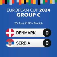 Danimarca vs Serbia europeo calcio campionato gruppo c incontro tabellone segnapunti bandiera Euro Germania 2024 vettore