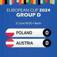 Polonia vs Austria europeo calcio campionato gruppo d incontro tabellone segnapunti bandiera Euro Germania 2024 vettore