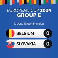 Belgio vs slovacchia europeo calcio campionato gruppo e incontro tabellone segnapunti bandiera Euro Germania 2024 vettore