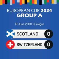 Scozia vs Svizzera europeo calcio campionato gruppo un' incontro tabellone segnapunti bandiera Euro Germania 2024 vettore