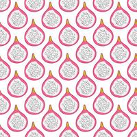 frutto del drago modello. tropicale esotico frutta. metà rosa pitaya con dolce bianca carne. vegano Basso caloria cibo. senza soluzione di continuità Stampa Drago frutta. illustrazione vettore