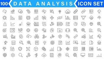 dati analisi relazionato linea icone. contiene come icone come grande dati, in lavorazione, prestazione e Di Più vettore