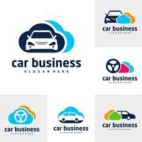 set di modelli vettoriali per il logo della nuvola dell'auto, concetti di design del logo dell'auto creativo