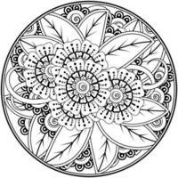 fiore mehndi per henné, mehndi, tatuaggio, decorazione. ornamento decorativo in stile etnico orientale, ornamento scarabocchio, disegno a mano contorno. pagina del libro da colorare. vettore