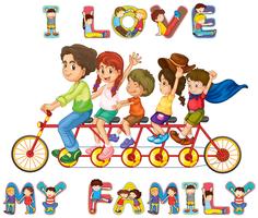 Famiglia in sella alla bici insieme vettore