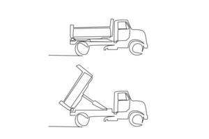 camion veicolo spedizione scavo suolo industria impostato uno linea arte design vettore