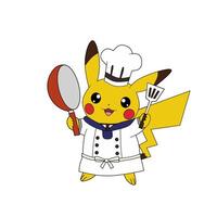 Pokemon personaggio Pikachu cucinando vettore