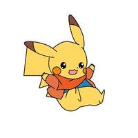 Pokemon personaggio Pikachu saltare giù vettore
