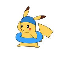 Pokemon personaggio Pikachu nuoto vettore