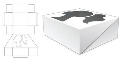 scatola pieghevole con modello fustellato finestra ragazza vettore