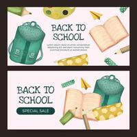 torna a scuola banner design vettore